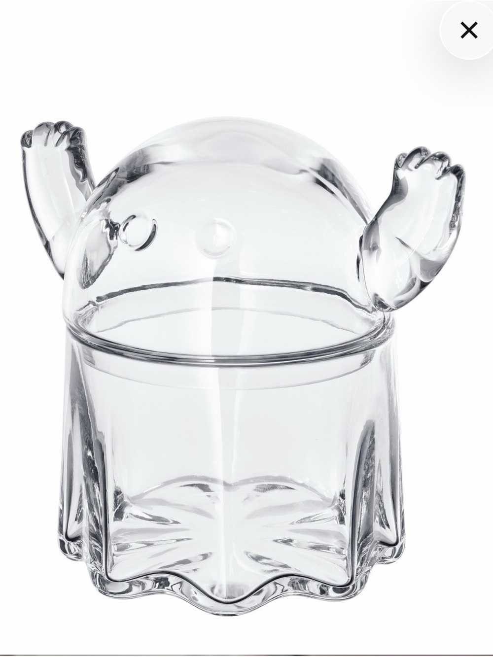 IKEA KUSTFYR HALLOWEEN Ghost Glass Clear Candy Bowl Lid New In Box